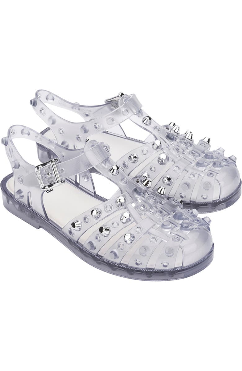 Melissa Possession Stud Fisherman Sandal, Main, color, Clear/Silver