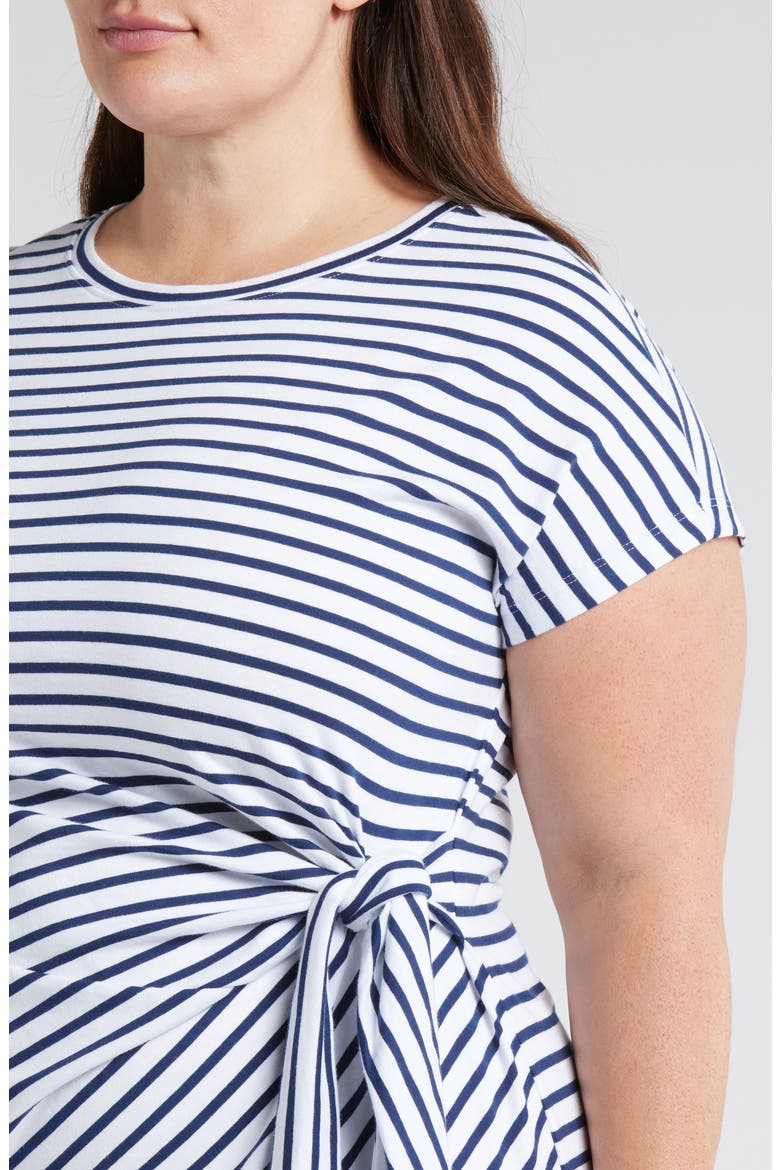 Crescent Knot T-Shirt Dress, Alternate, color, WHITE/ CENOTE STRIPE