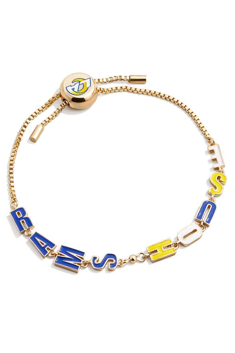 Gold Los Angeles Rams Slogan Pull-Tie Bracelet, Main, color, Gold
