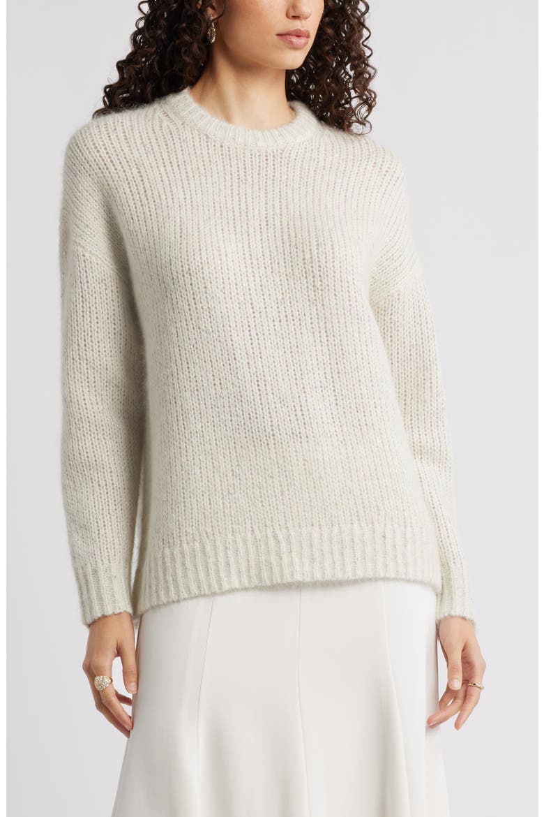 Metallic Crewneck Sweater, Main, color, IVORY METALLIC MARL
