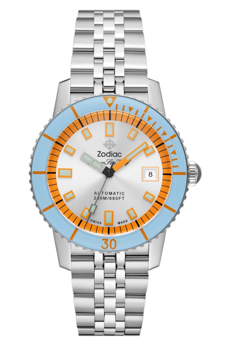 Compression Diver Automatic Stainless Steel Watch, 40mm, Main, color, SILVER