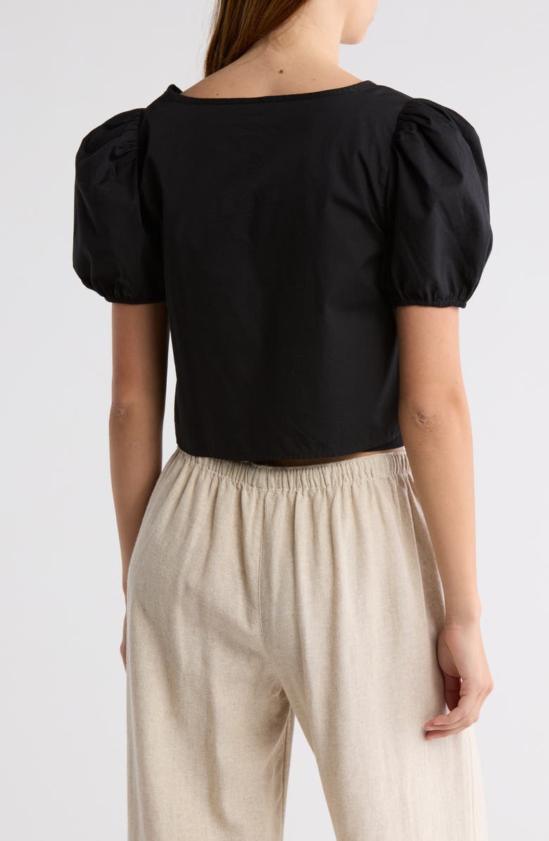 Abound Tie Front Cotton Poplin Crop Top, Alternate, color, 