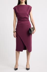 Nordstrom Ruched Funnel Neck Midi Dress