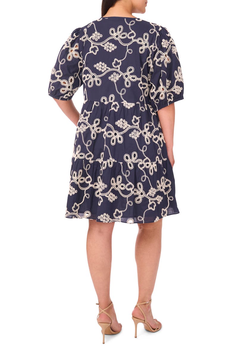 Embroidered Tiered Cotton Babydoll Dress, Alternate, color, NIGHT SHADE