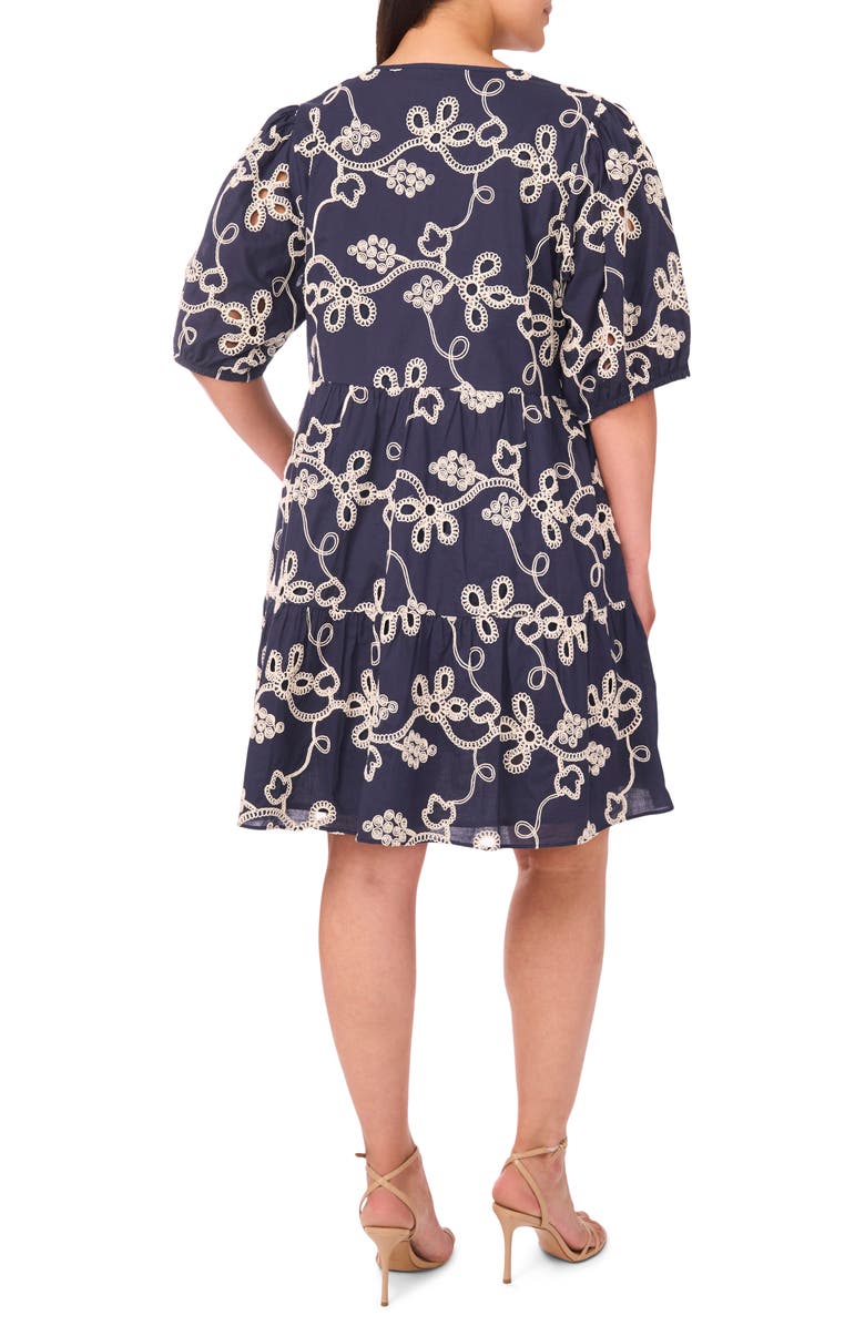 CeCe Embroidered Tiered Cotton Babydoll Dress, Alternate, color, Night Shade