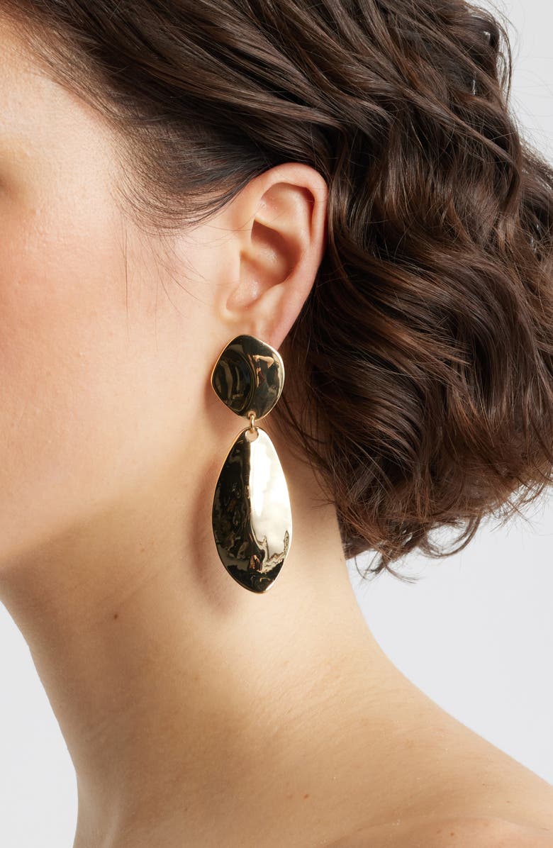 Nordstrom Molten Teardrop Earrings, Alternate, color, Gold