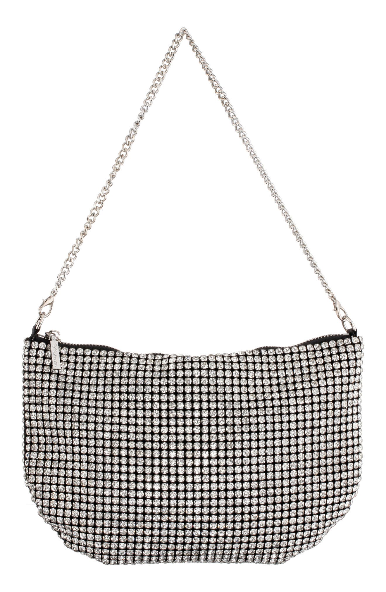 Nina Large Crystal Baguette Bag, Main, color, 