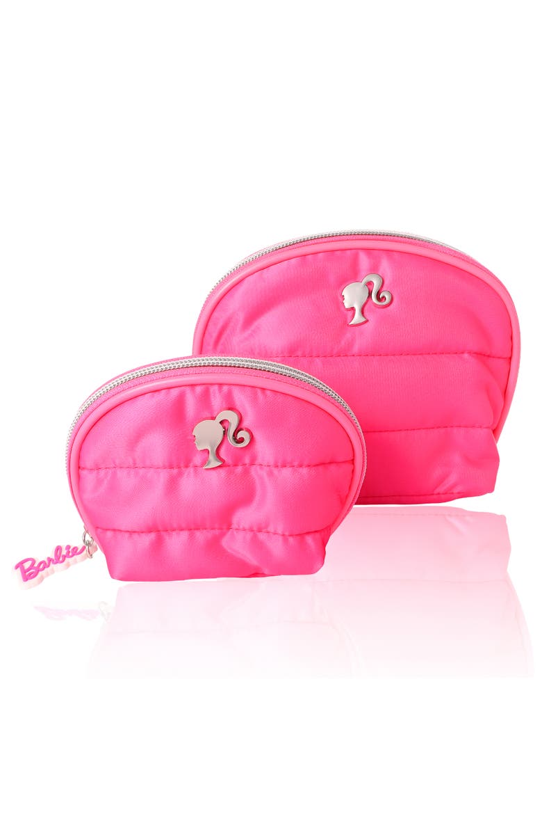 Pink Quilted Makeup Bag Set, Large and Small, Main, color, Pink