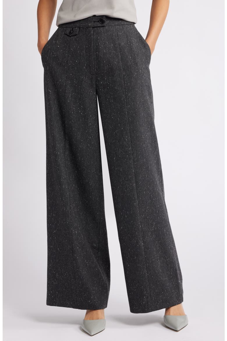 Textured Wide Leg Pants, Alternate, color, LIGHT GREY SPECKLE