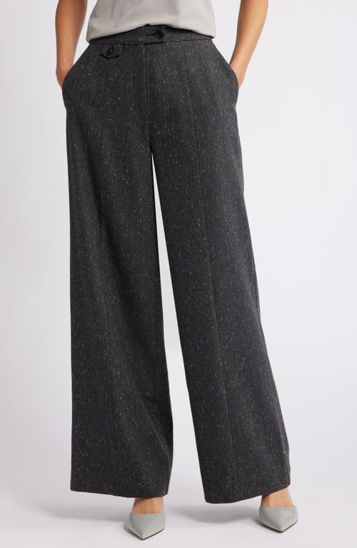 Nordstrom Textured Wide Leg Pants In Light Grey Speckle