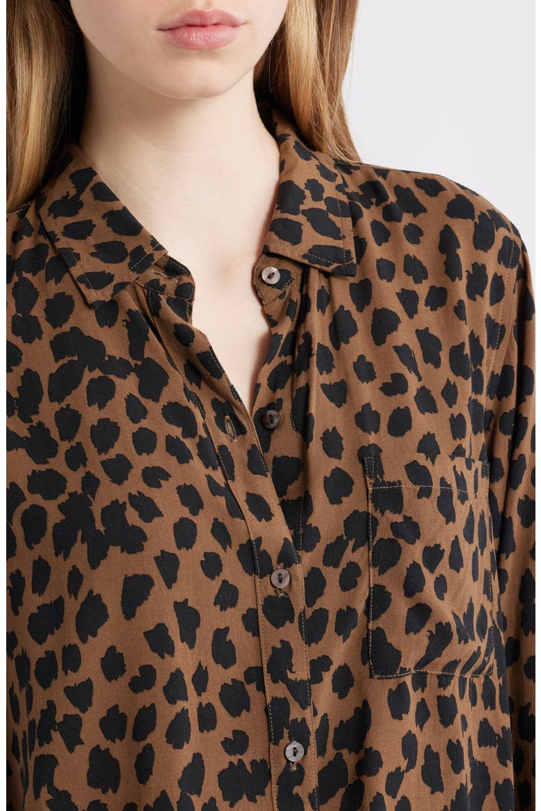 Josephine Leopard Print Button-Up Shirt, Alternate, color, TEAK SPOTTED