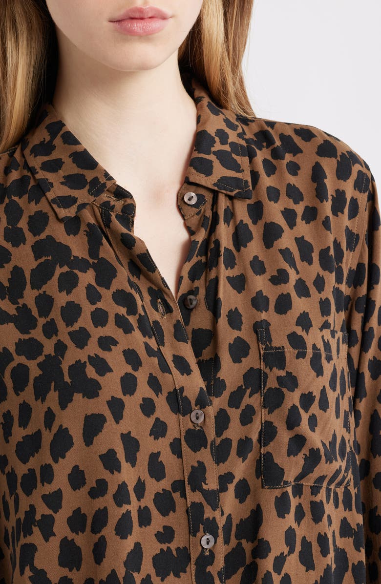 Rails Josephine Leopard Print Button-Up Shirt, Alternate, color, Teak Spotted