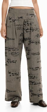 Desigual Check Print Pleat Front Pants