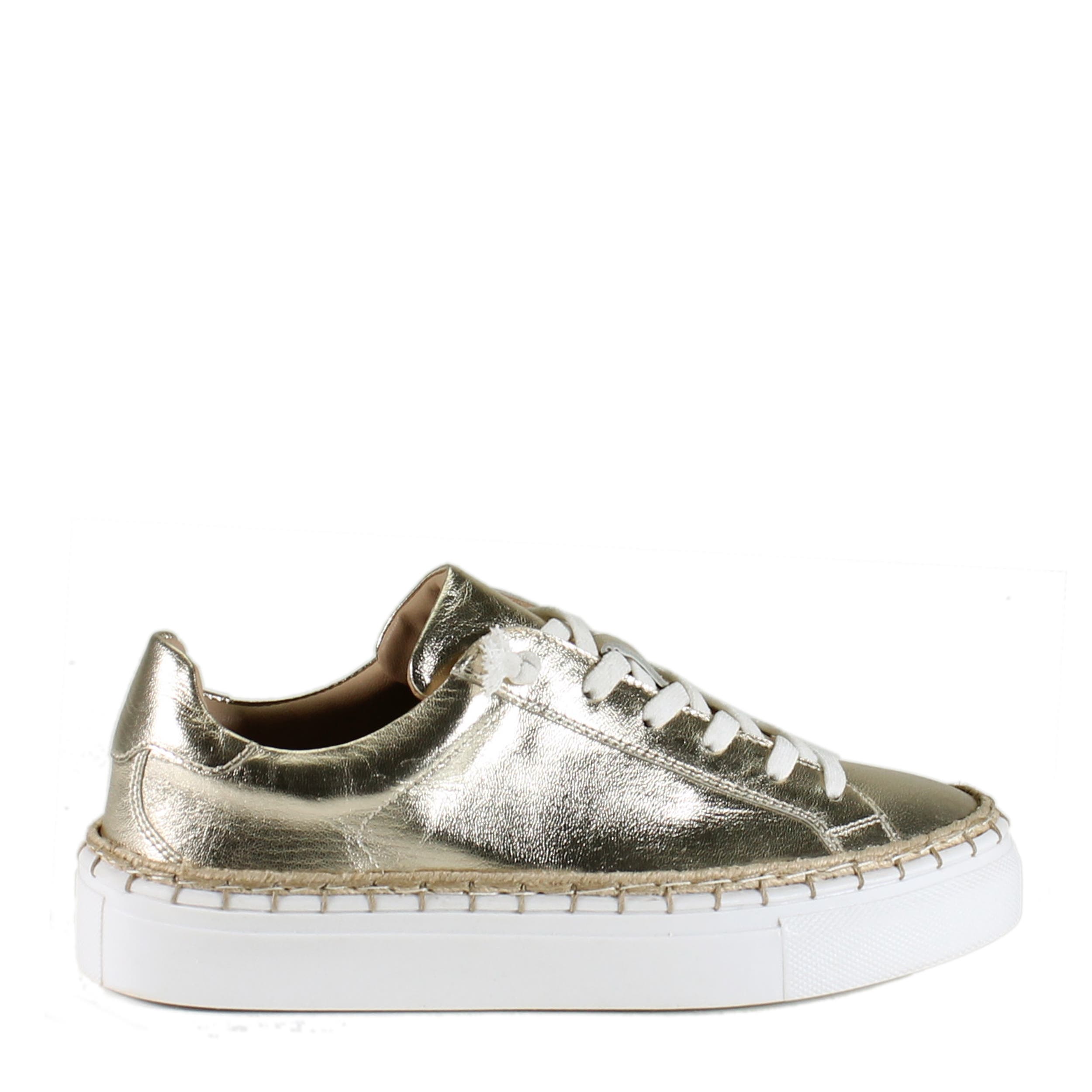 DibaTrue EM BELISH Metallic Leather Lace Up Sneaker, Alternate, color, Light Gold