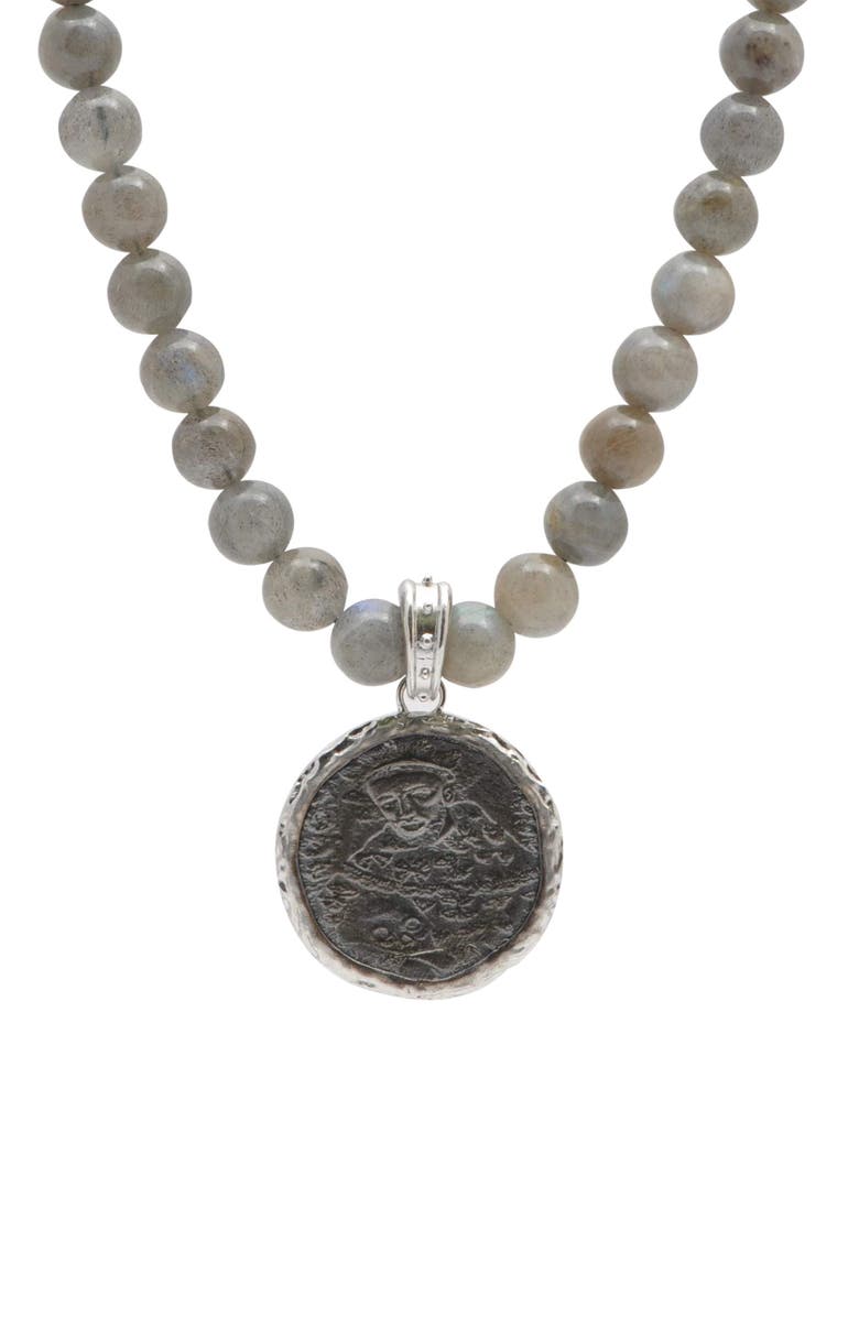Armenta Men's Romero Monk Medallion Labradorite Beaded Necklace, Alternate, color, 