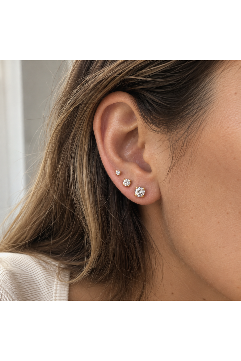 Set Of 3 14K Yellow Gold Earrings, Alternate, color, Gold