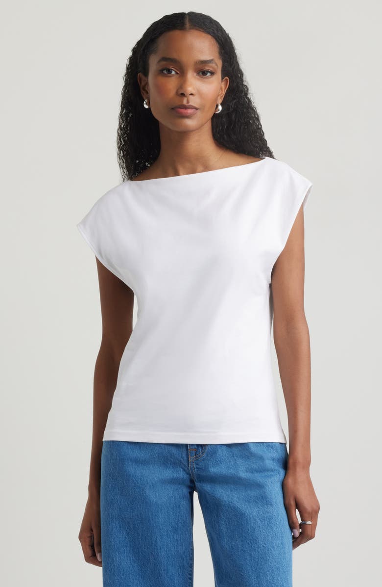 Nordstrom Pima Cotton Boat Neck T-Shirt, Main, color, White