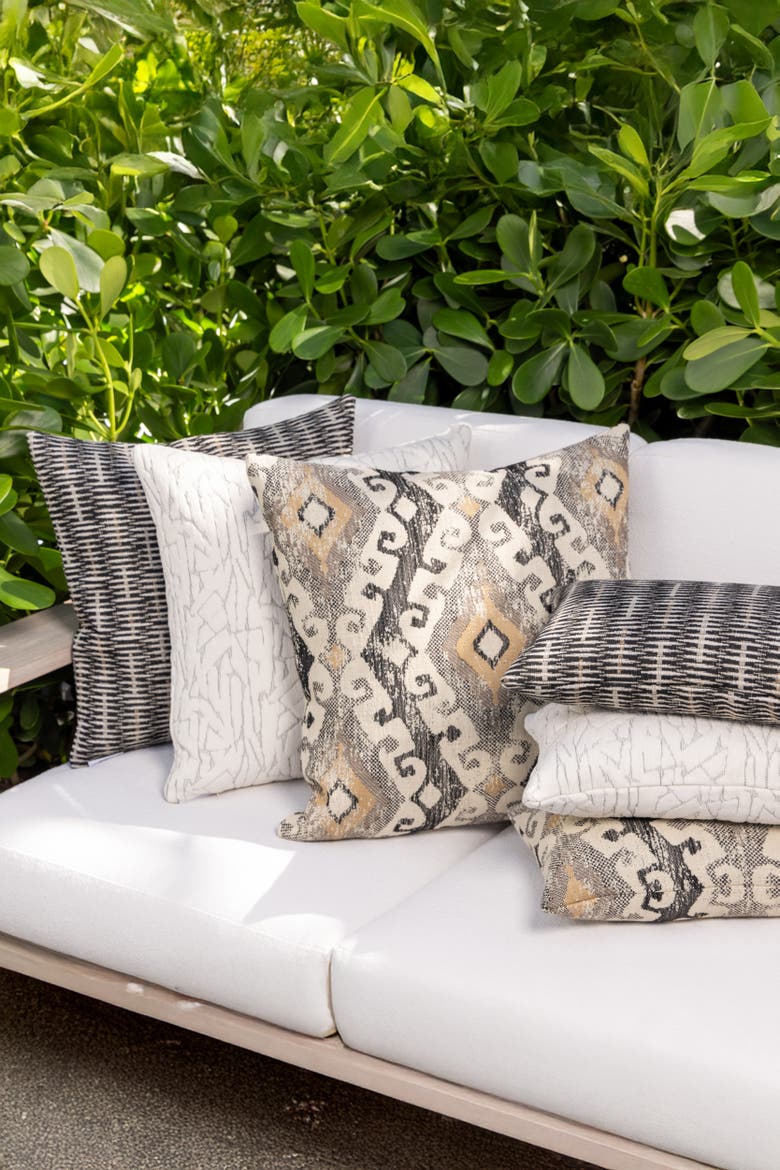 Synchronize Dimensional Chenille Ivory Indoor & Outdoor Woven Accent Pillow, Alternate, color, Ivory