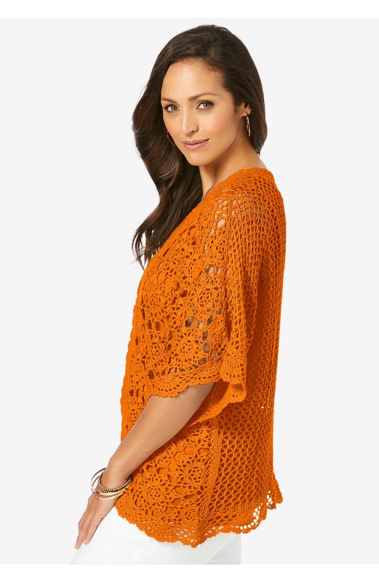 Jessica London Crochet Cardigan, Alternate, color, Black