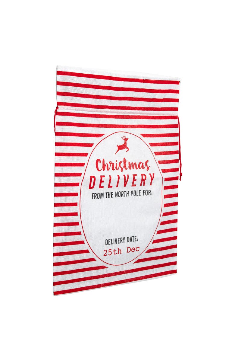 Northlight Striped Christmas Delivery Tied Gift Sack - 27.25" - White and Red, Alternate, color, 