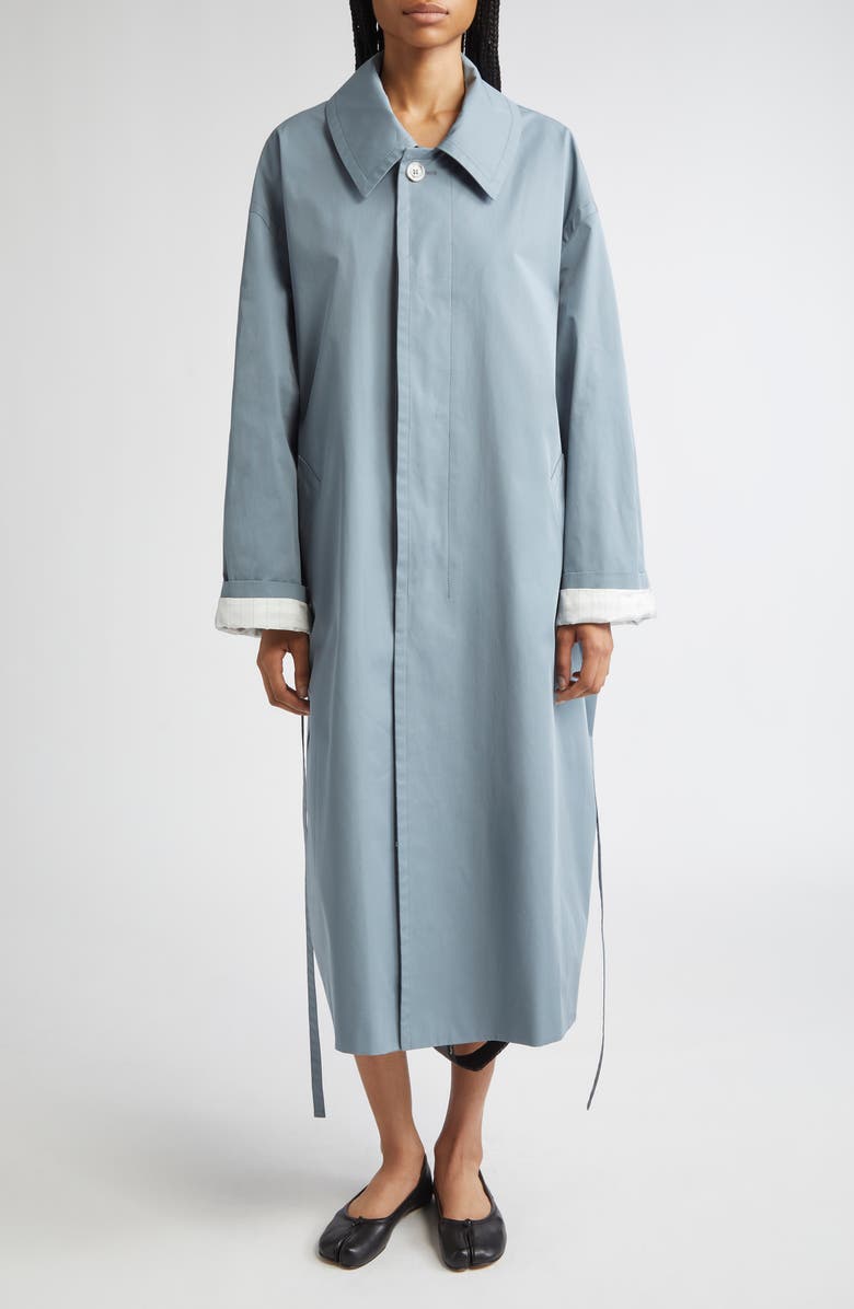 MM6 Maison Margiela Water Repellent Cotton Gabardine Raincoat, Main, color, Grey Blue