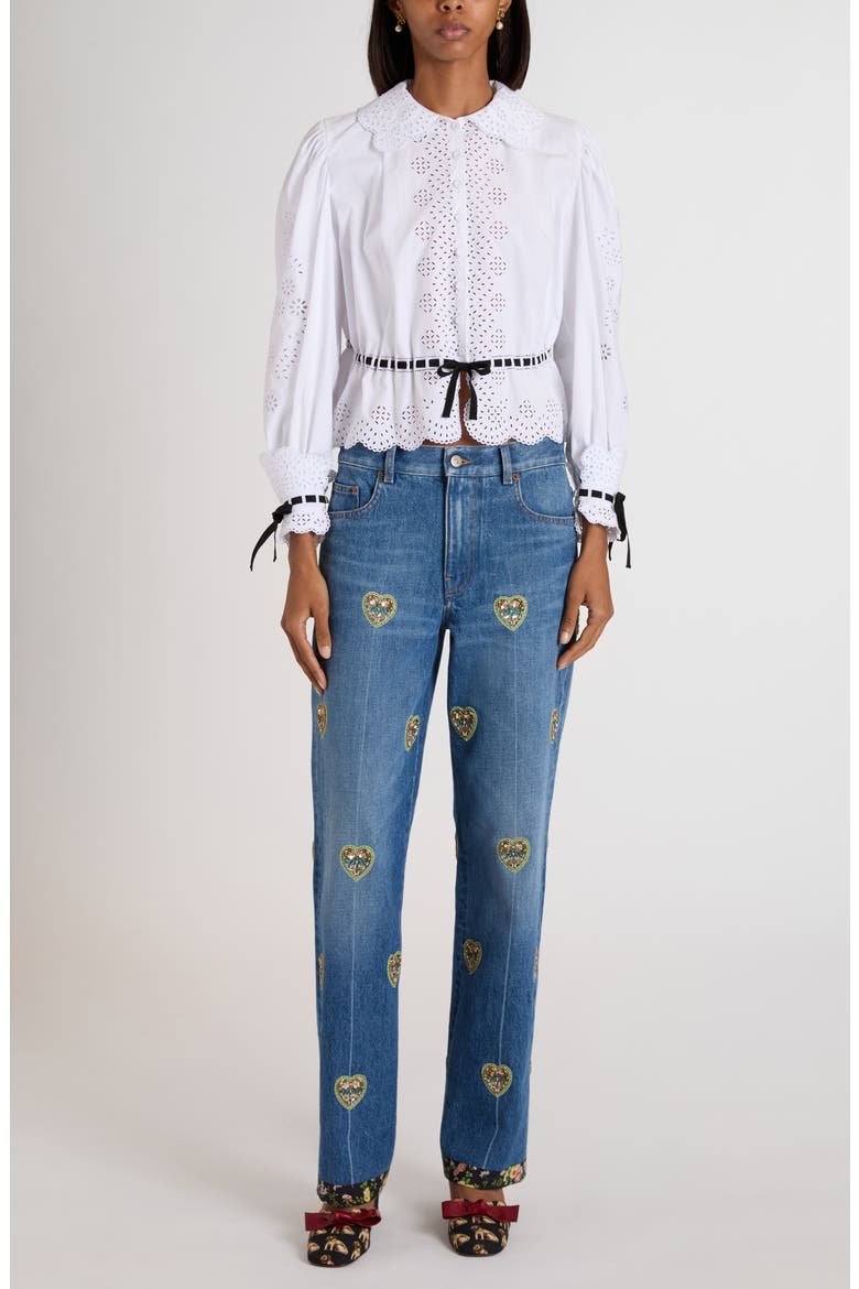 Heart Embroidered Denim Jeans, Alternate, color, DENIM