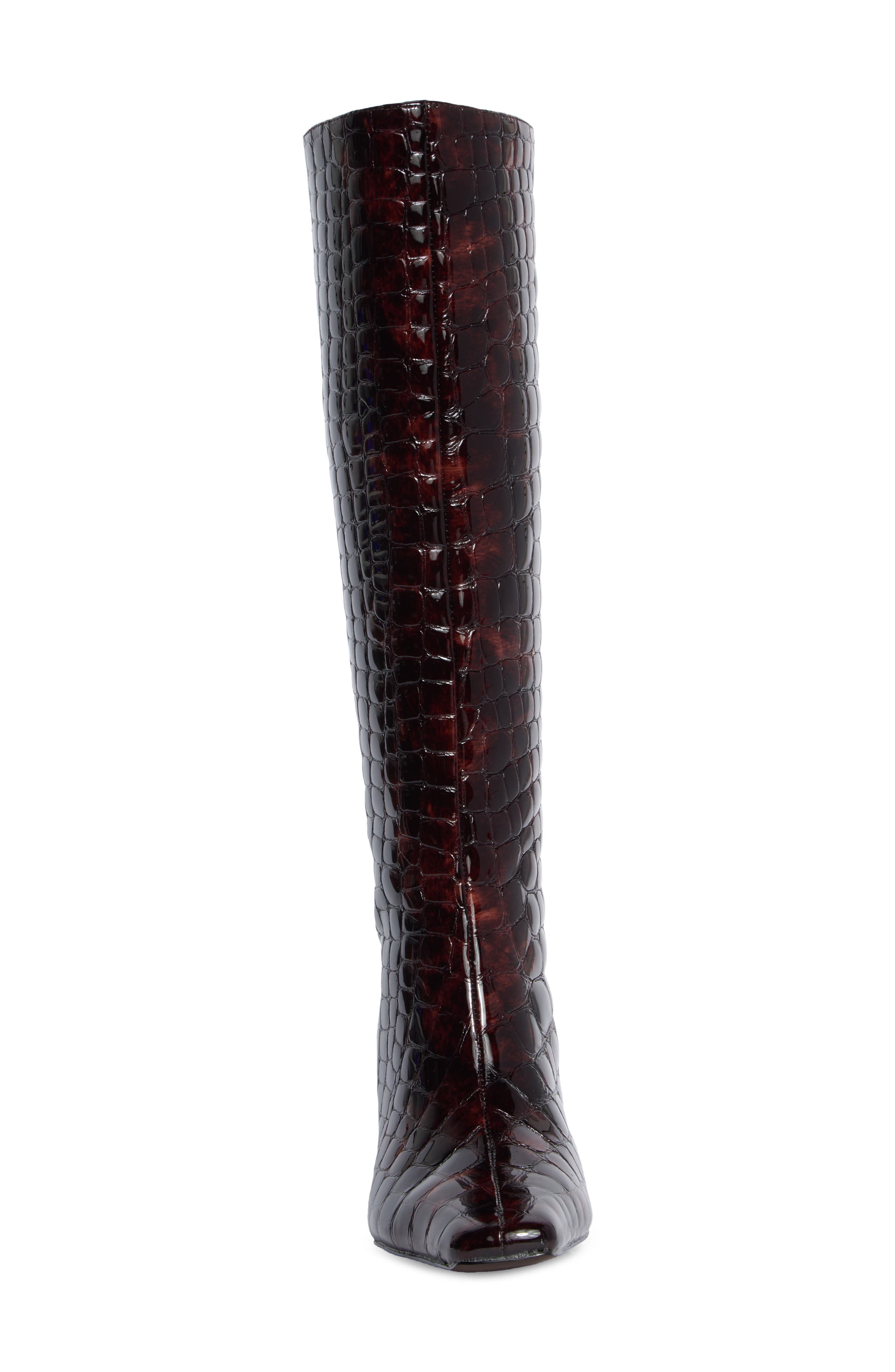 Jendi Leather Knee High Boot, Alternate, color, TORTOISE CROCO