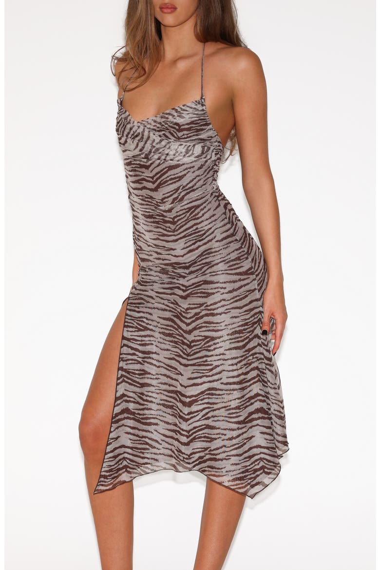 Arden Halter Midi Dress, Alternate, color, NEUTRAL ZEBRA