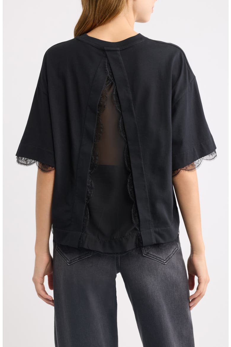 Nia Lace Trim T-Shirt, Alternate, color, BLACK