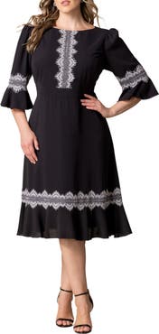 Kiyonna Villa Lace Trim Cocktail Dress