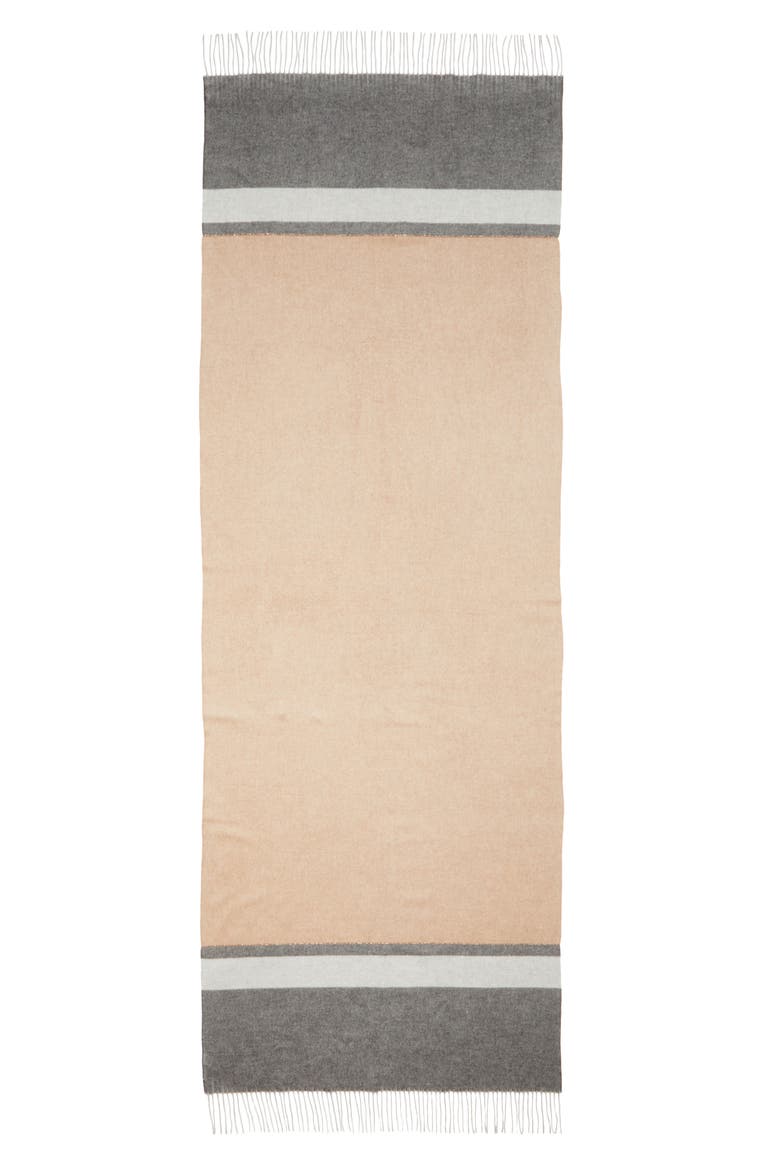 Colorblock Fringe Scarf, Alternate, color, BEIGE / GRIGIO
