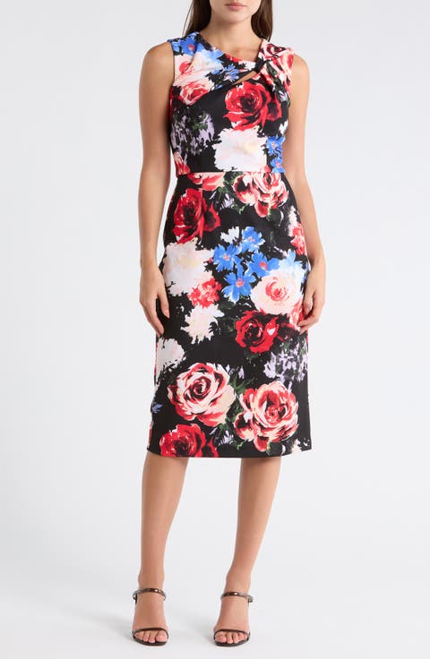 Floral Twist Front A-Line Dress