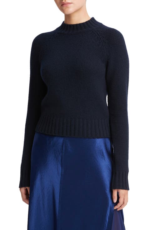 Shrunken Mock Neck Cashmere Sweater