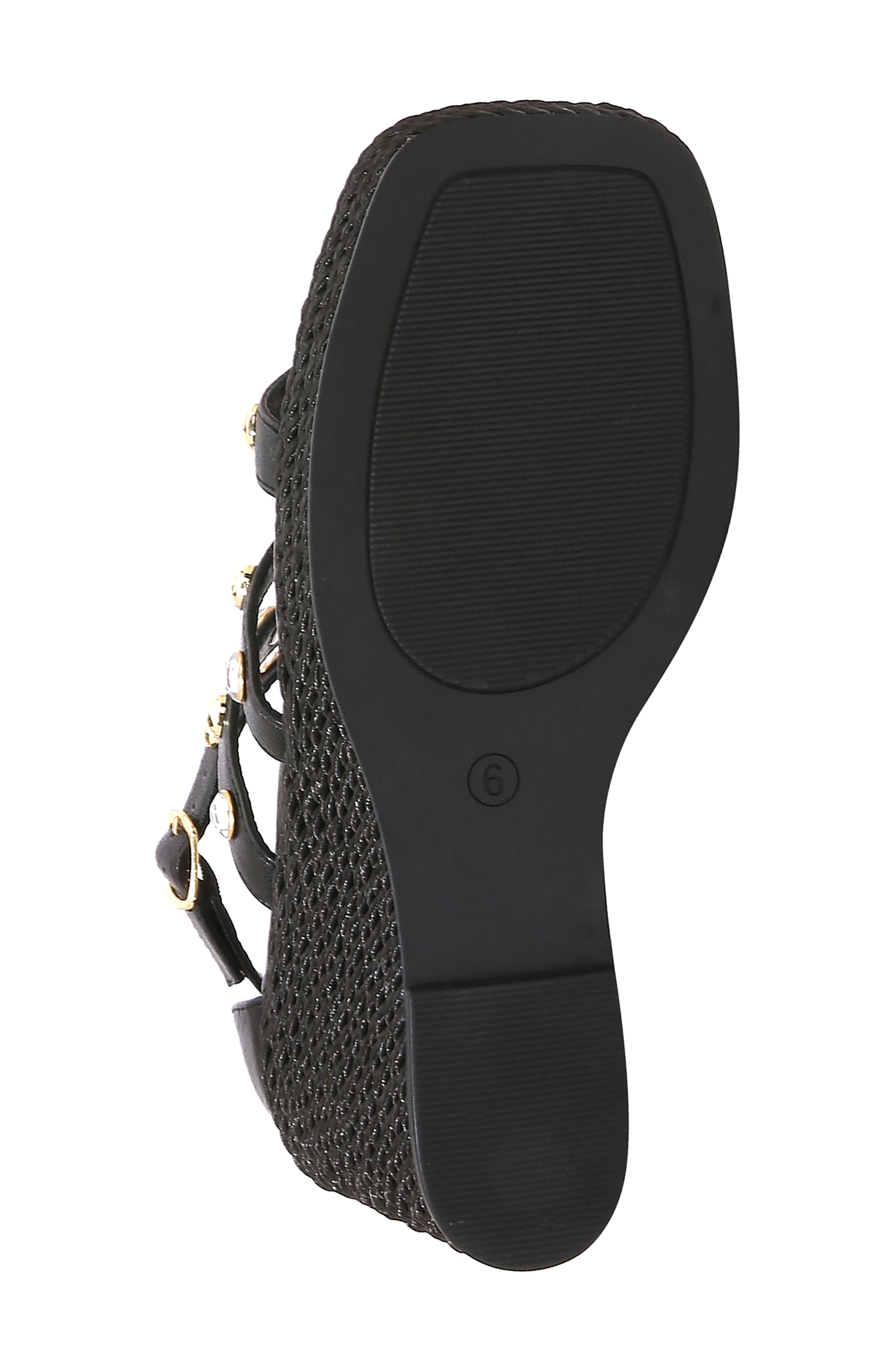 Panda Caged Platform Wedge Sandal, Alternate, color, BLACK