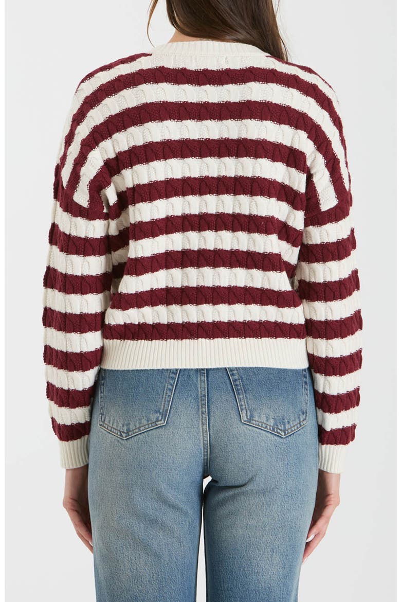 Stripe Cable Knit Crop Sweater, Alternate, color, OXBLOOD