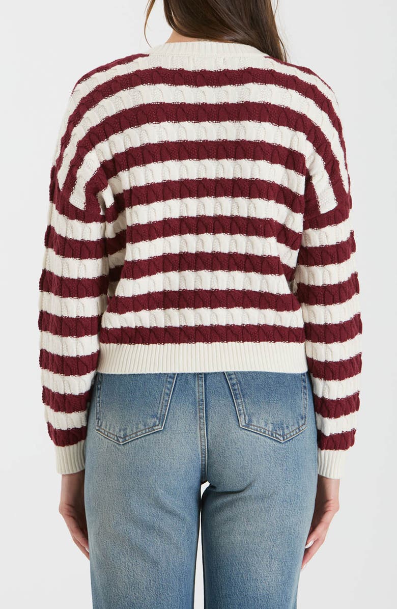 Blu Pepper Stripe Cable Knit Crop Sweater, Alternate, color, Oxblood