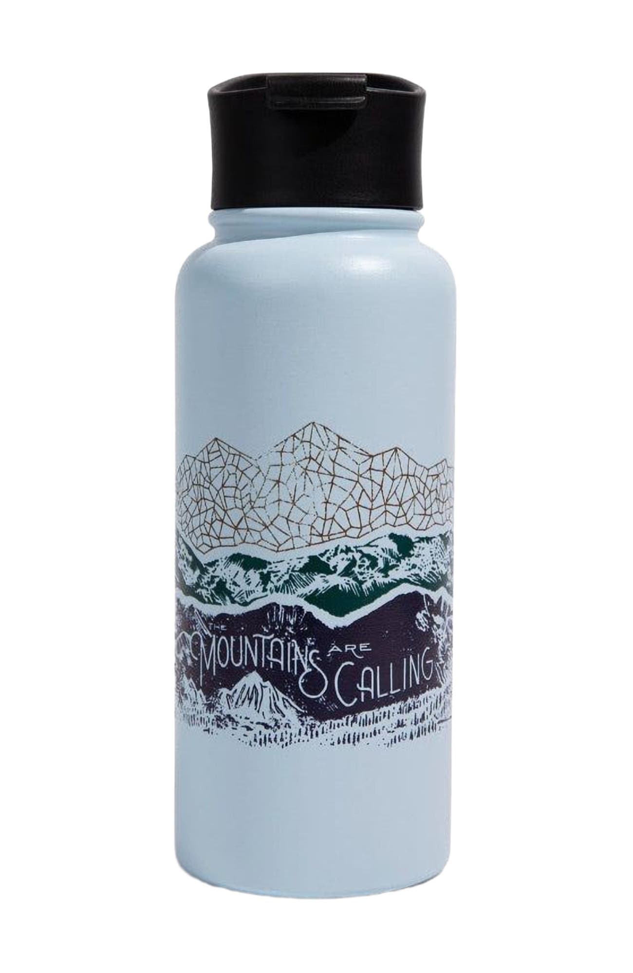 United By Blue 32 OZ Mountains are Calling Steel Bottle in Blue Glass 