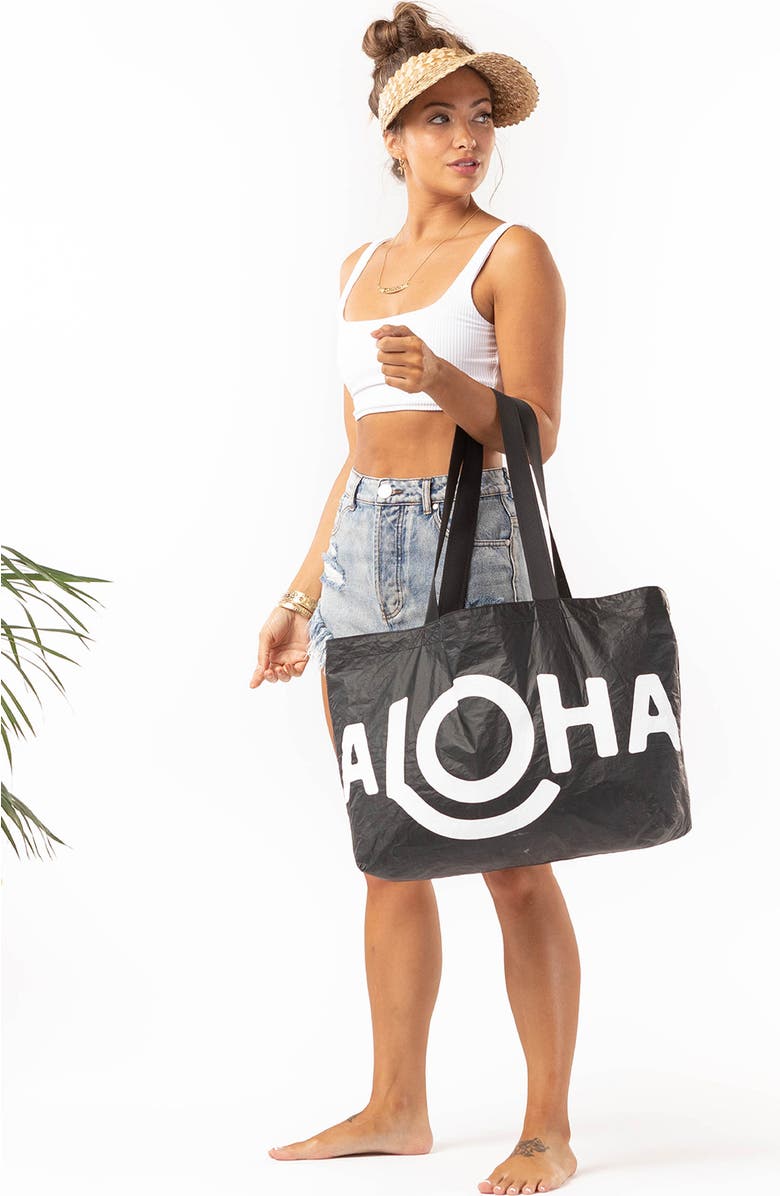Aloha Collection Holo Holo Reversible Water Resistant Tyvek<sup>®</sup> Tote, Alternate, color, Hibiscus Palm