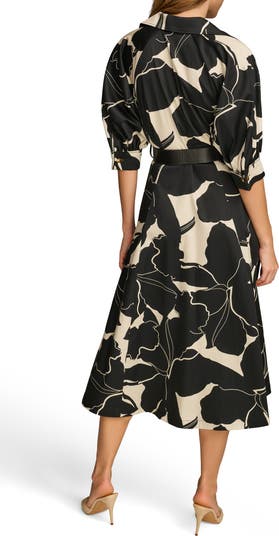 Floral Stretch Cotton Midi Shirtdress