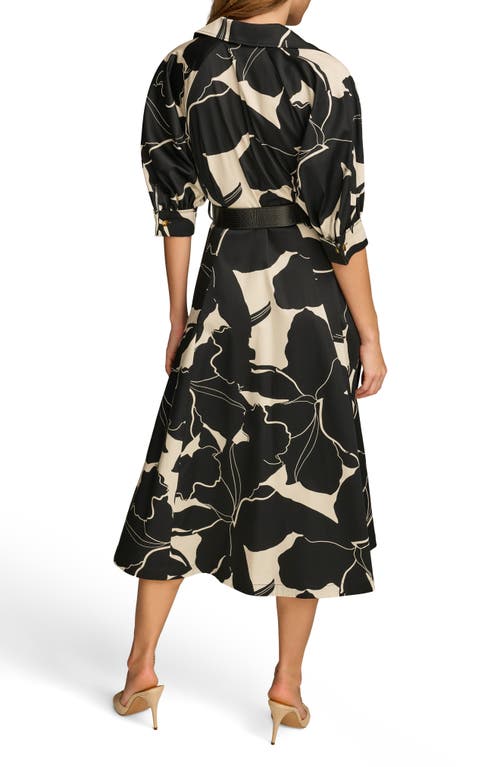 DONNA KARAN DONNA KARAN NEW YORK FLORAL STRETCH COTTON MIDI SHIRTDRESS