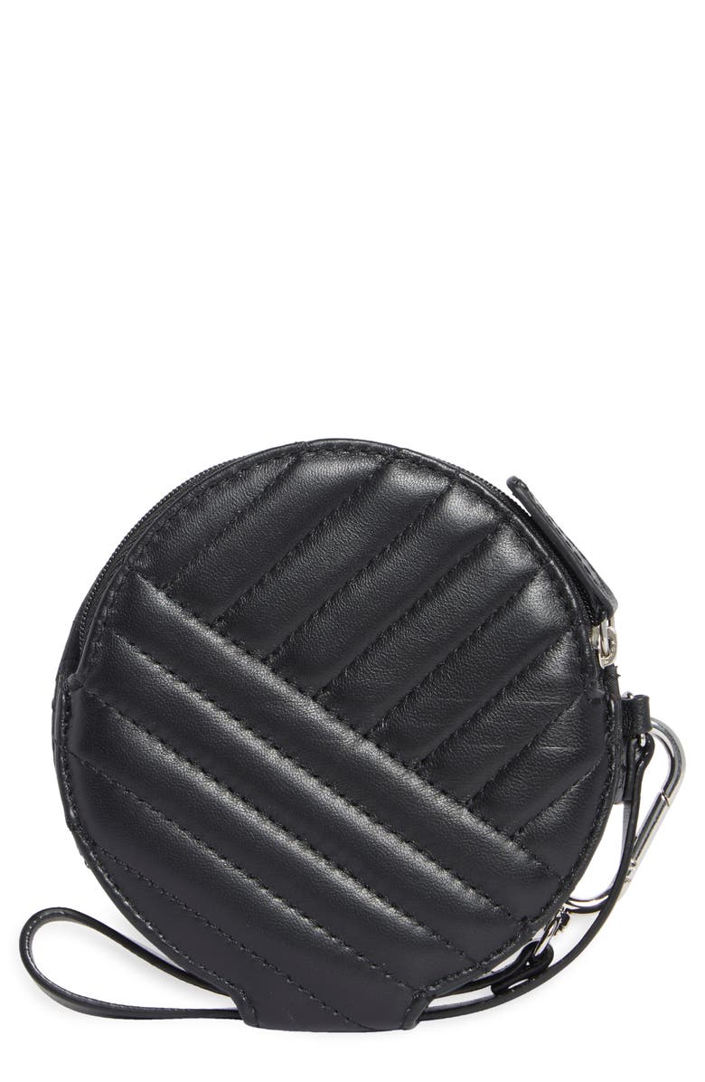 MUNDI SMALL LEATHER GOODS Ashley Quilted Wristlet Wallet, Main, color, Black