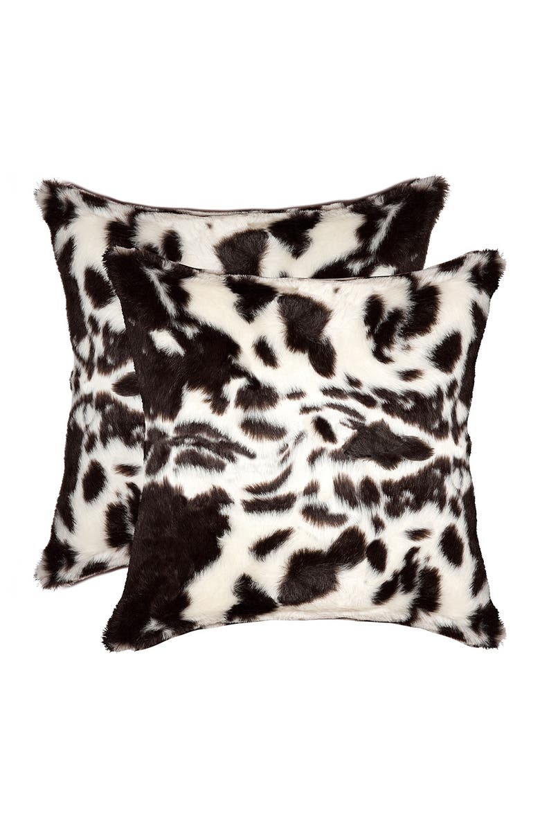 LUXE Belton Faux Fur Pillows - Set of 2 - 18" x 18", Main, color, 