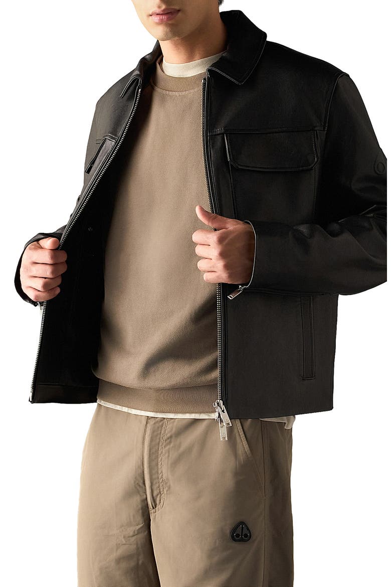 Jacques Leather Jacket, Main, color, BLACK
