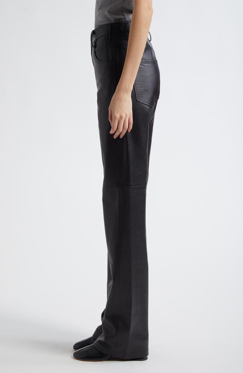 Nili Lotan Joan Straight Leg Leather Pants, Alternate, color, Black