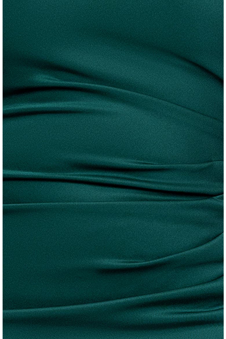Pleated One-Shoulder Mermaid Gown, Alternate, color, HUNTER