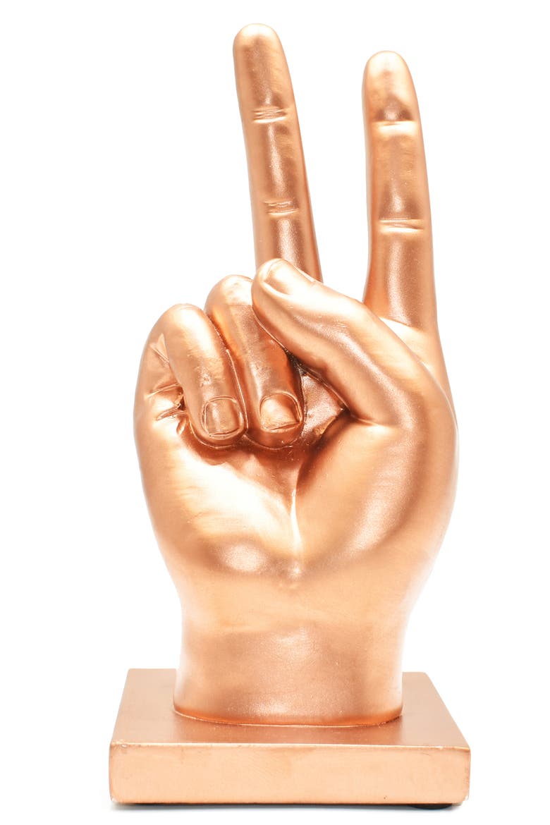 Peace Sign Sculpture, Main, color, BRONZE