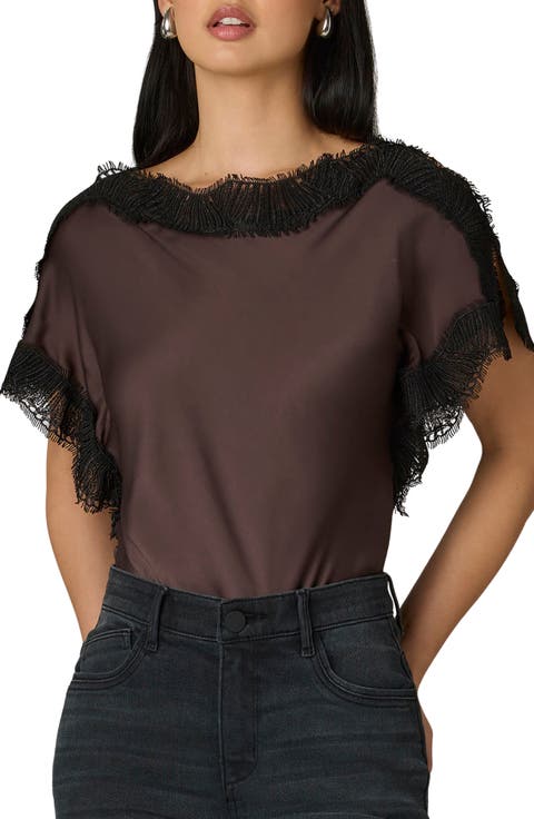 Boat Neck Lace Detail Top