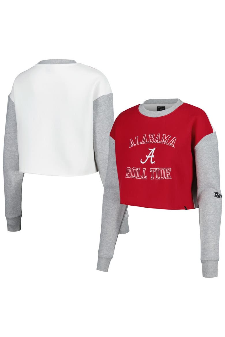 Women's Hype and Vice Crimson Alabama Crimson Tide Colorblock Rookie Crew Pullover Sweatshirt, Main, color, Crimson