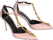 Balmain Sync Leather Stilettos With Pointed Toe