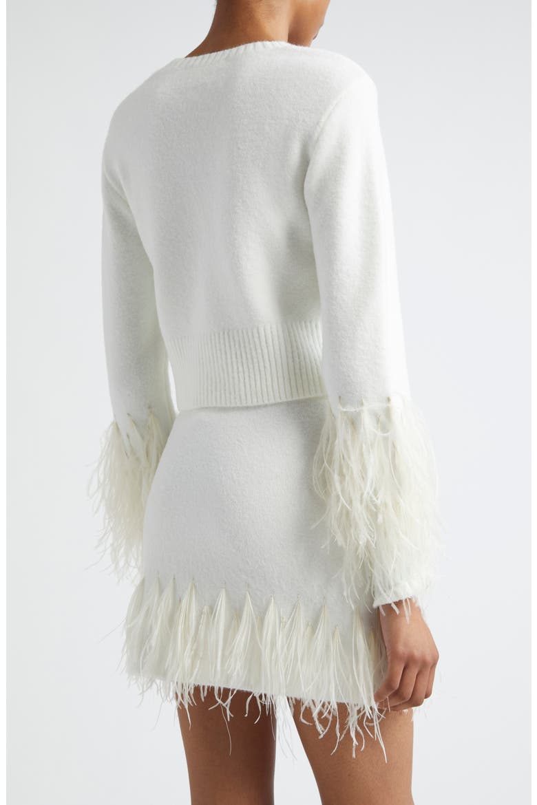 Briana Feather Trim Sweater, Alternate, color, IVORY